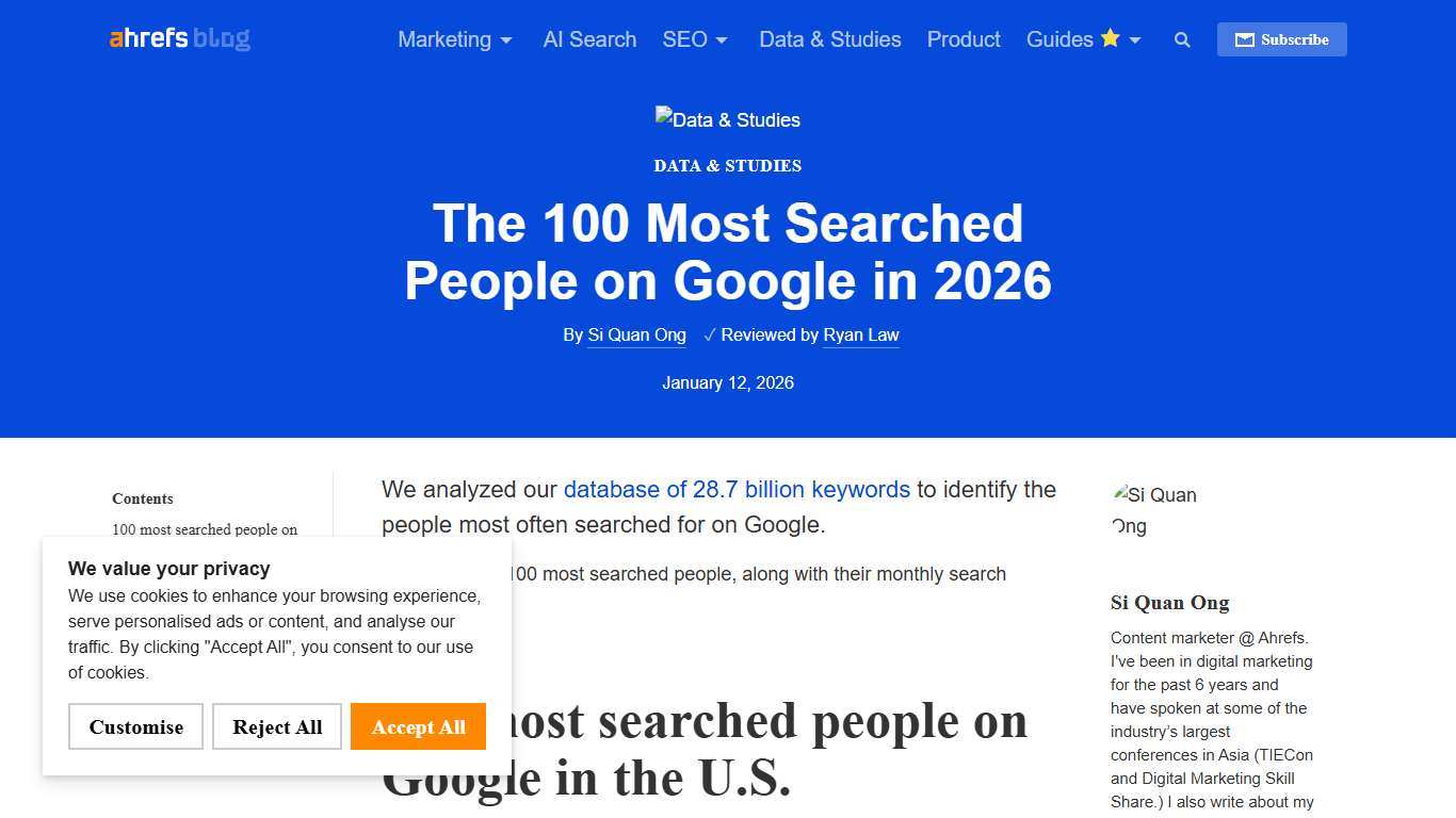 The 100 Most Searched People on Google in 2026